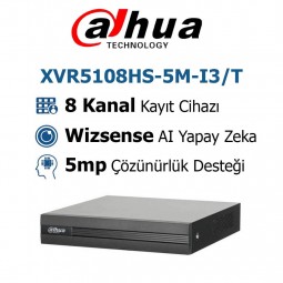 Dahua XVR5108HS-5M-I3/T 8 Kanal 5mp XVR Kayıt Cihazı Dahua XVR5108HS-5M-I3/T 8 Kanal 5mp XVR Kayıt Cihazı
